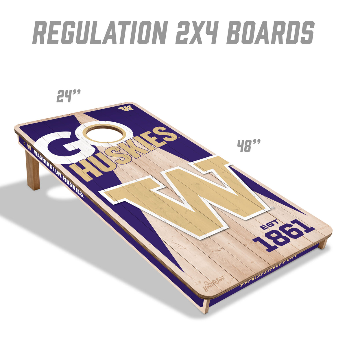 Washington Huskies 2x4 All Wood Cornhole Game Set