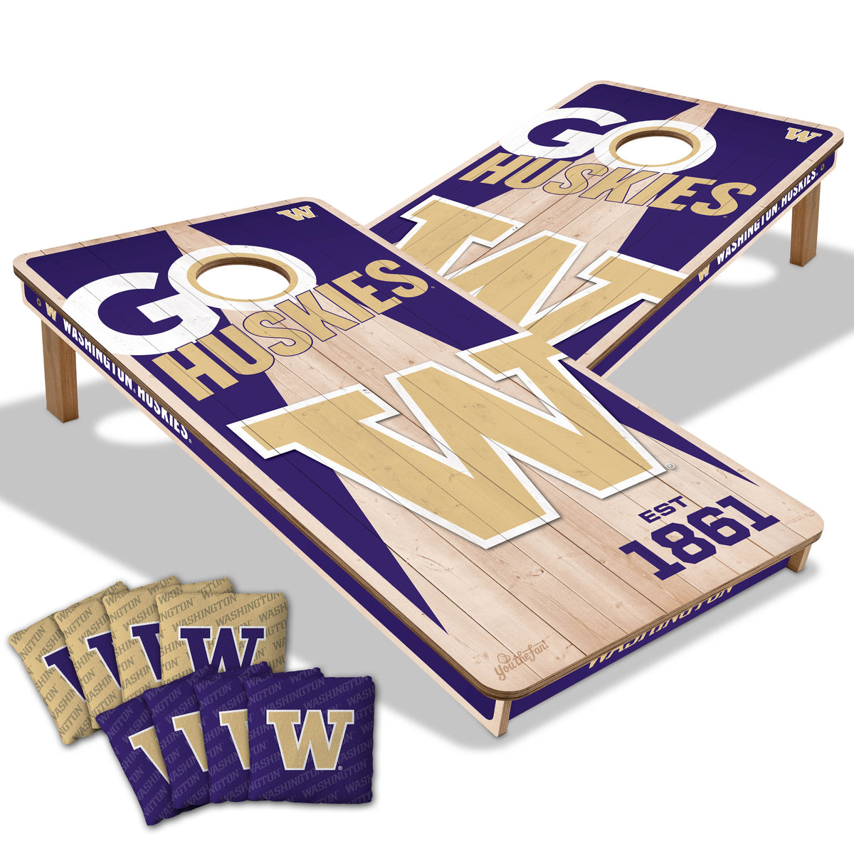 Washington Huskies 2x4 All Wood Cornhole Game Set